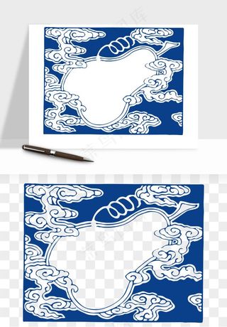 青花瓷花纹花卉图案png免抠
