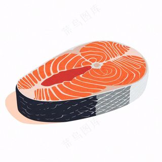海洋三文鱼食物卡通插画免抠