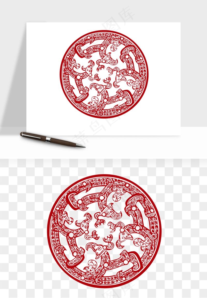 传统窗花剪纸图案png免抠