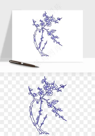 青花瓷花纹花卉图案png免抠