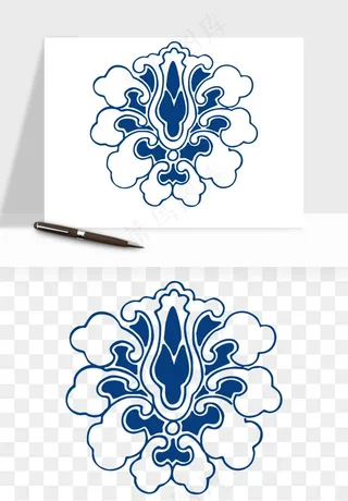 青花瓷花纹花卉图案png免抠