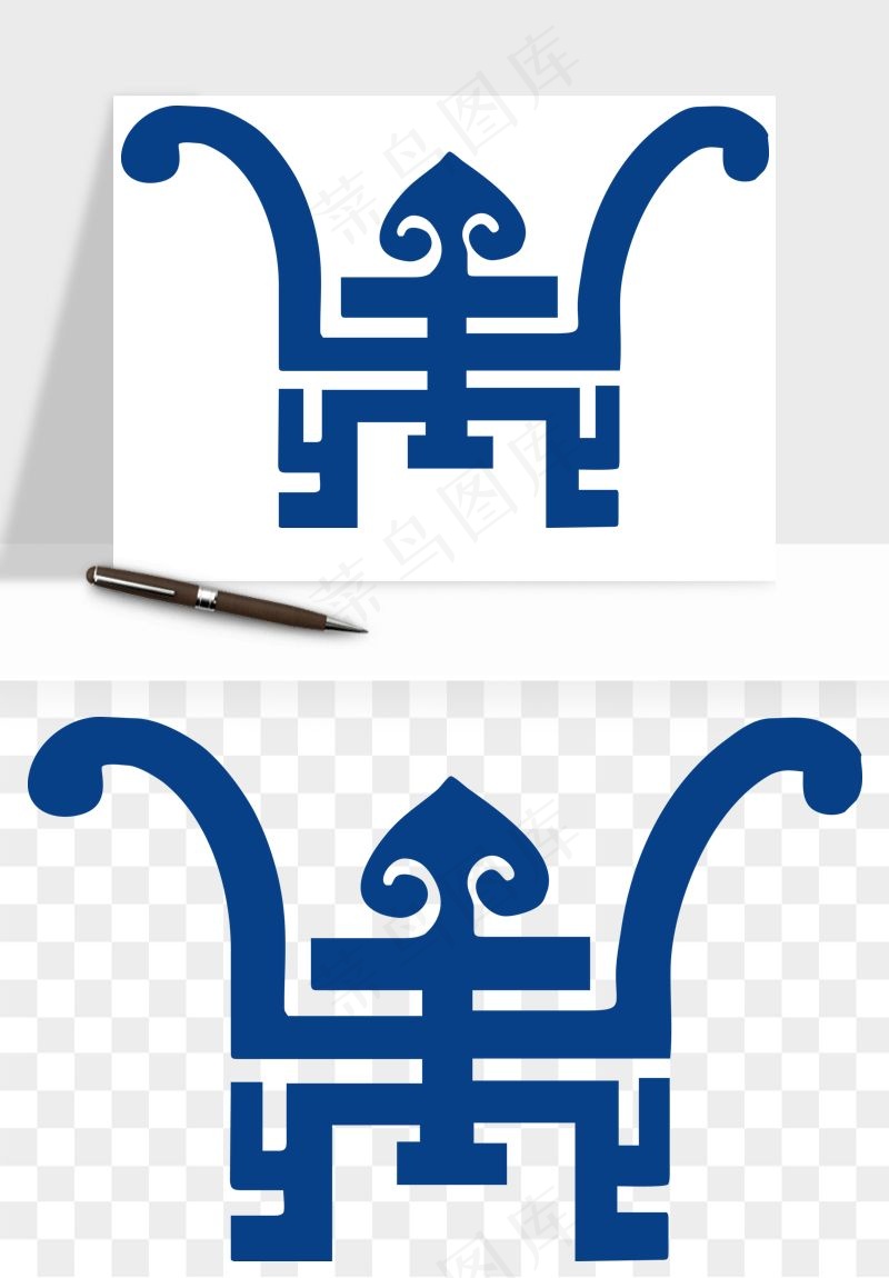 青花瓷花纹花卉图案png免抠