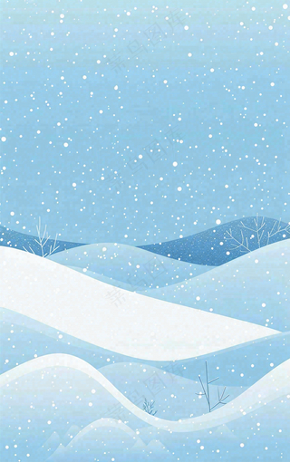 冬天白雪覆盖寒冷唯美雪景小寒插画背景