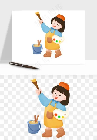 手绘画画少儿兴趣班png免抠