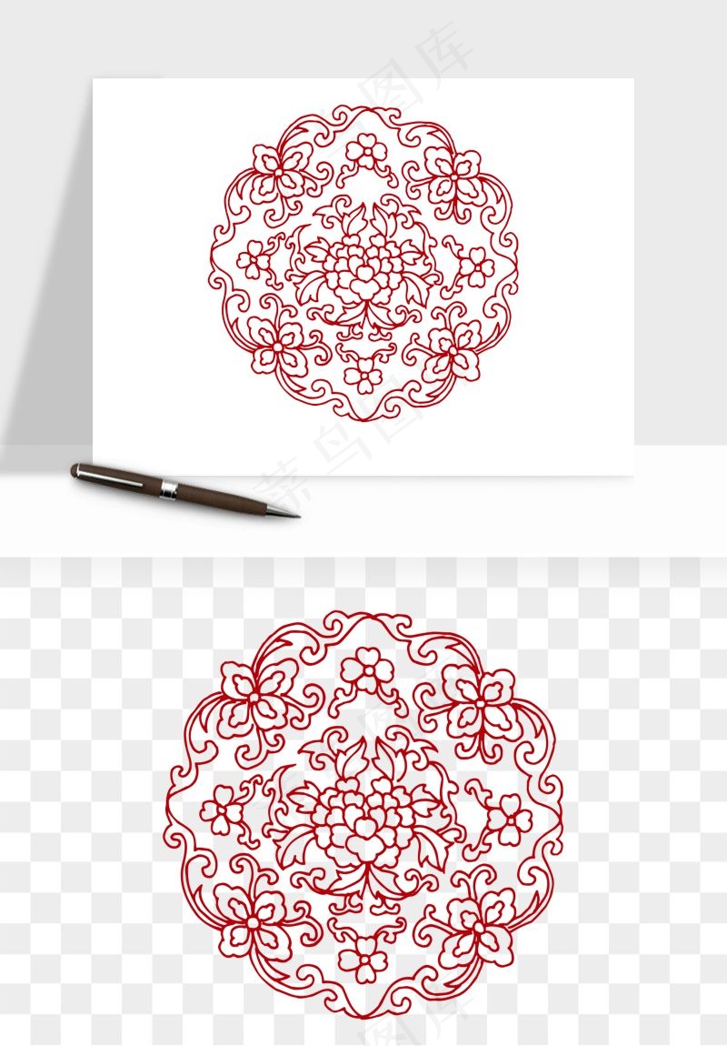 传统窗花剪纸图案png免抠