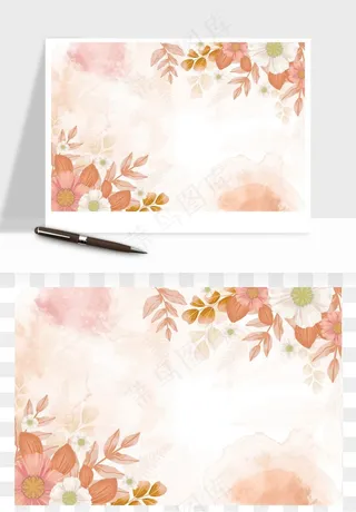水彩花卉手绘矢量背景