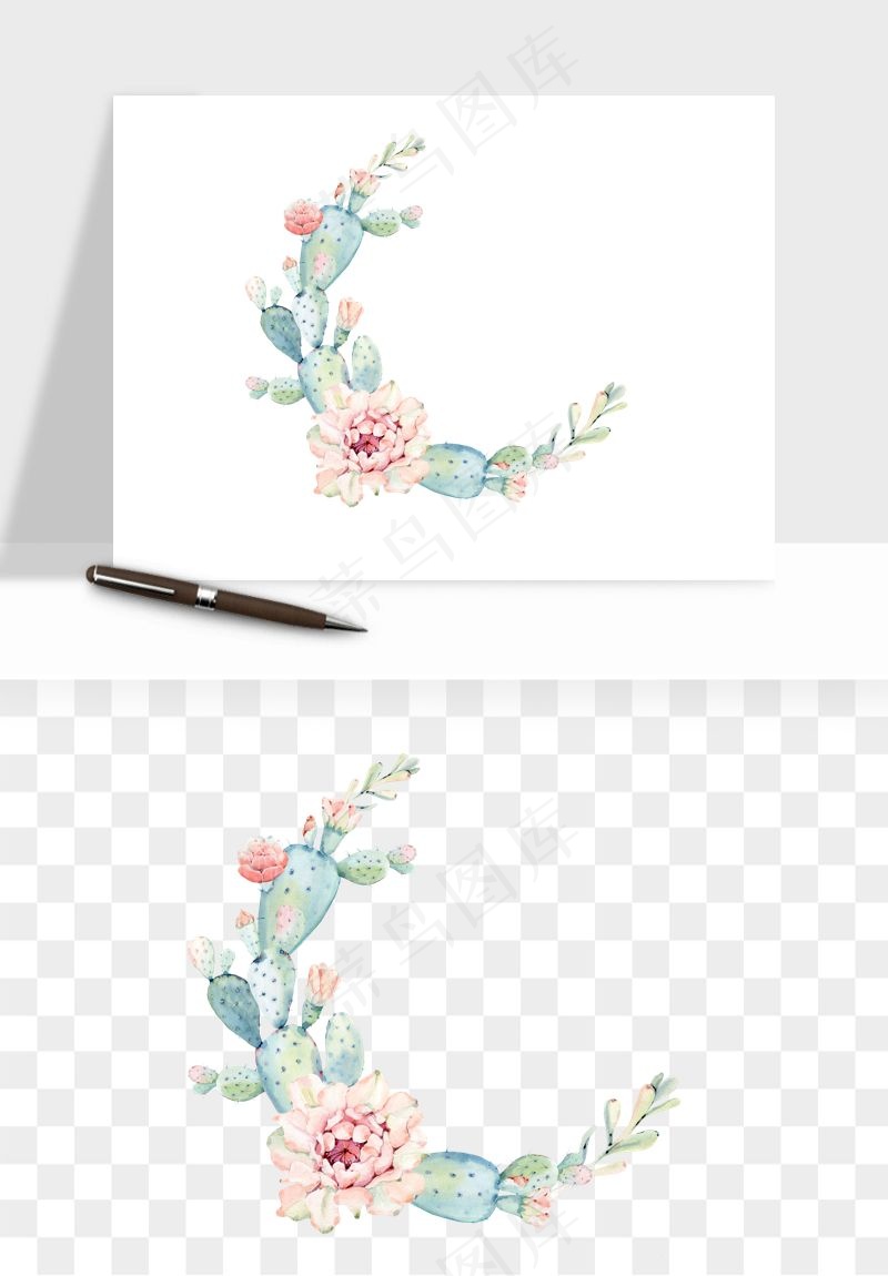 手绘花环边框浪漫png免抠
