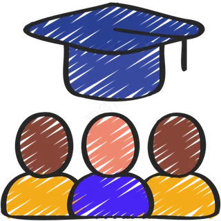 一群人毕业 铅笔手绘图标icon