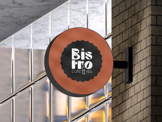 咖啡奶茶店圆形侧招灯箱logo招牌样机PS模板03