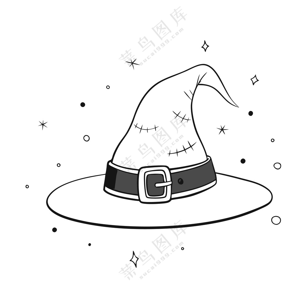 简约线条手绘巫师帽