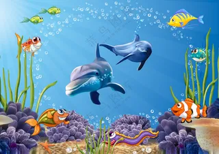 海底世界卡通海底PSD
