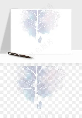 水彩手绘树木png免抠