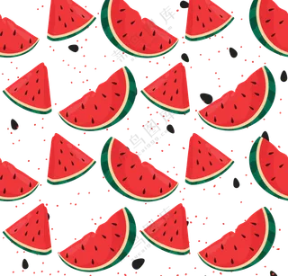 无缝拼接手绘效果西瓜图案免抠素材