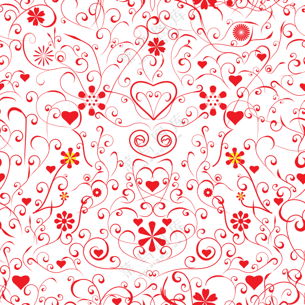 红色桃心与曲线等元素免抠图片素材