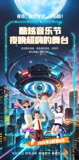 奇幻赛博朋克科幻宇宙音乐节海报