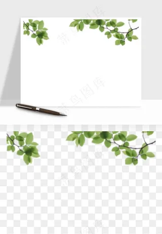 绿叶虚化前景树枝png免抠