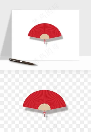 古风扇子元素png免抠