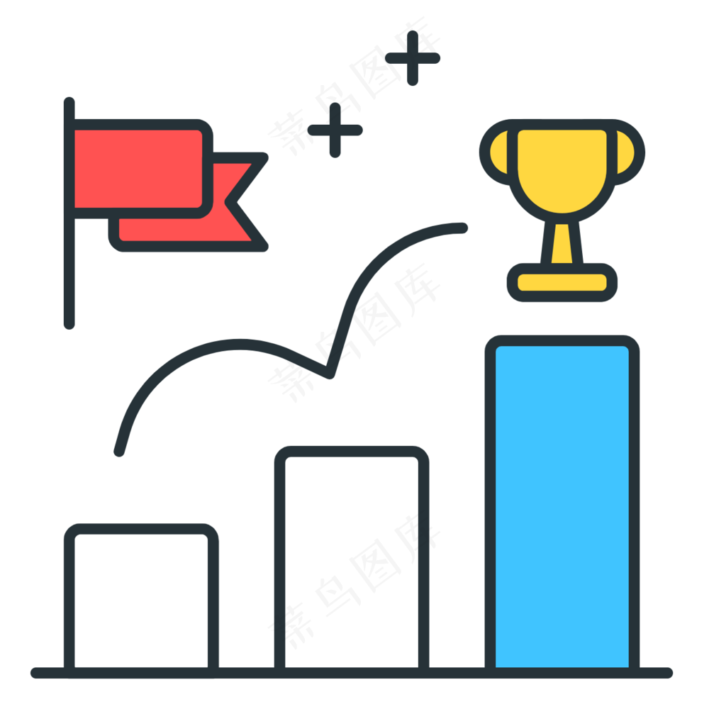 达成商务目标 商务线性图标