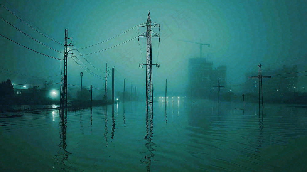 洪水自然灾害防洪预警摄影图