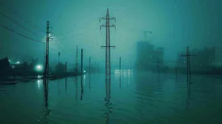 洪水自然灾害防洪预警摄影图