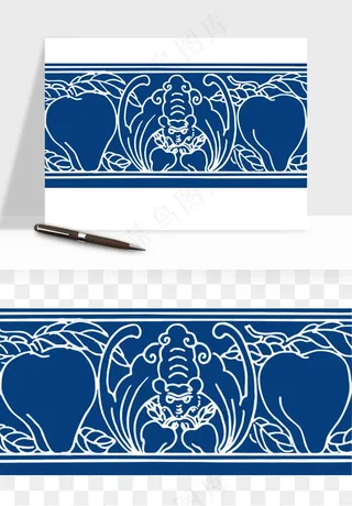 青花瓷花纹花卉图案png免抠