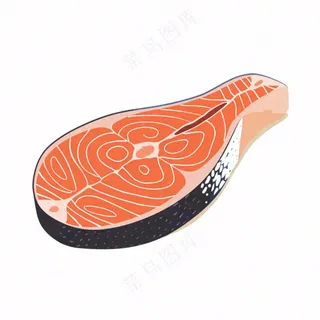 海洋三文鱼食物卡通插画免抠