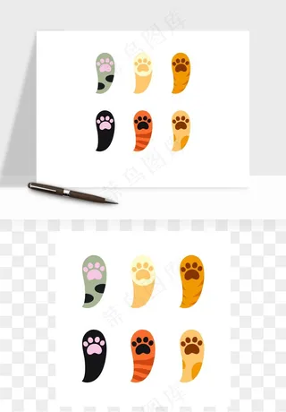 手绘猫爪脚掌印矢量png免抠