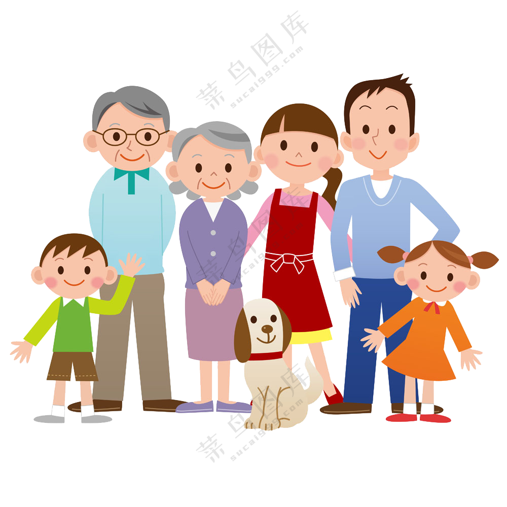 祖孙三代合影效果人物插画免抠胧图片