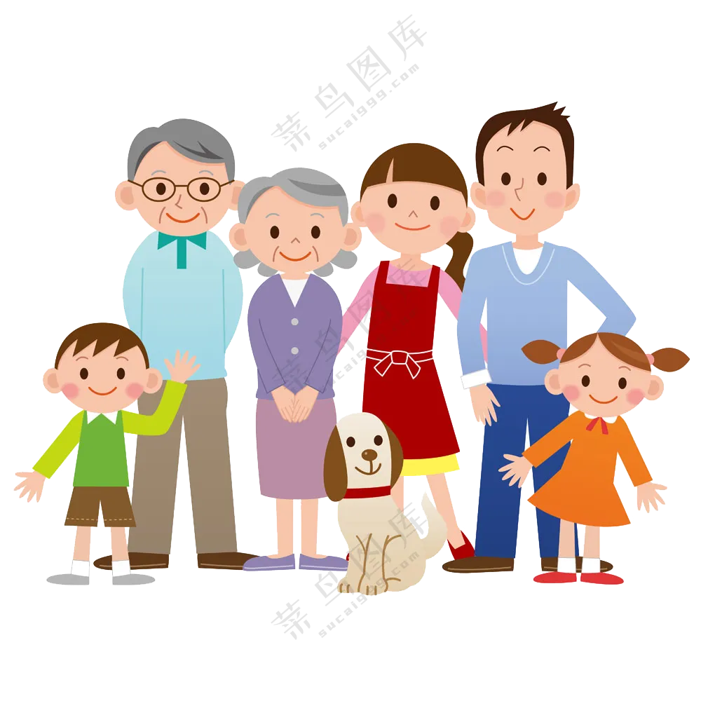 祖孙三代合影效果人物插画免抠胧图片
