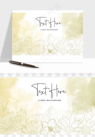 水彩花卉手绘矢量背景