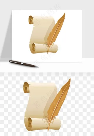 复古羽毛笔png免抠