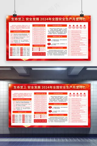 安全生产万里行展板模板设计