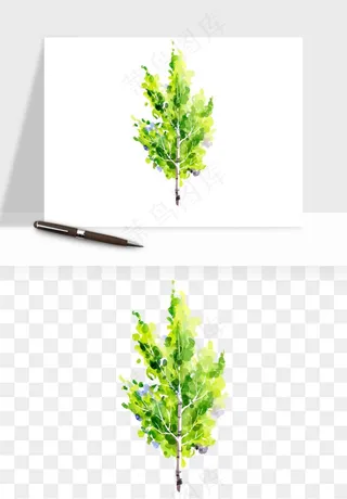 水彩手绘树木png免抠