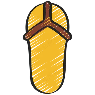 人字拖 沙滩拖鞋 铅笔手绘图标 icon