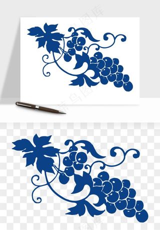 青花瓷花纹花卉图案png免抠