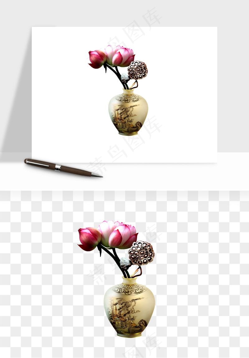 花瓶摆件花艺png免抠图