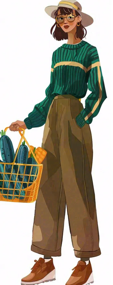 潮流美式高街少女人物卡通插画免抠