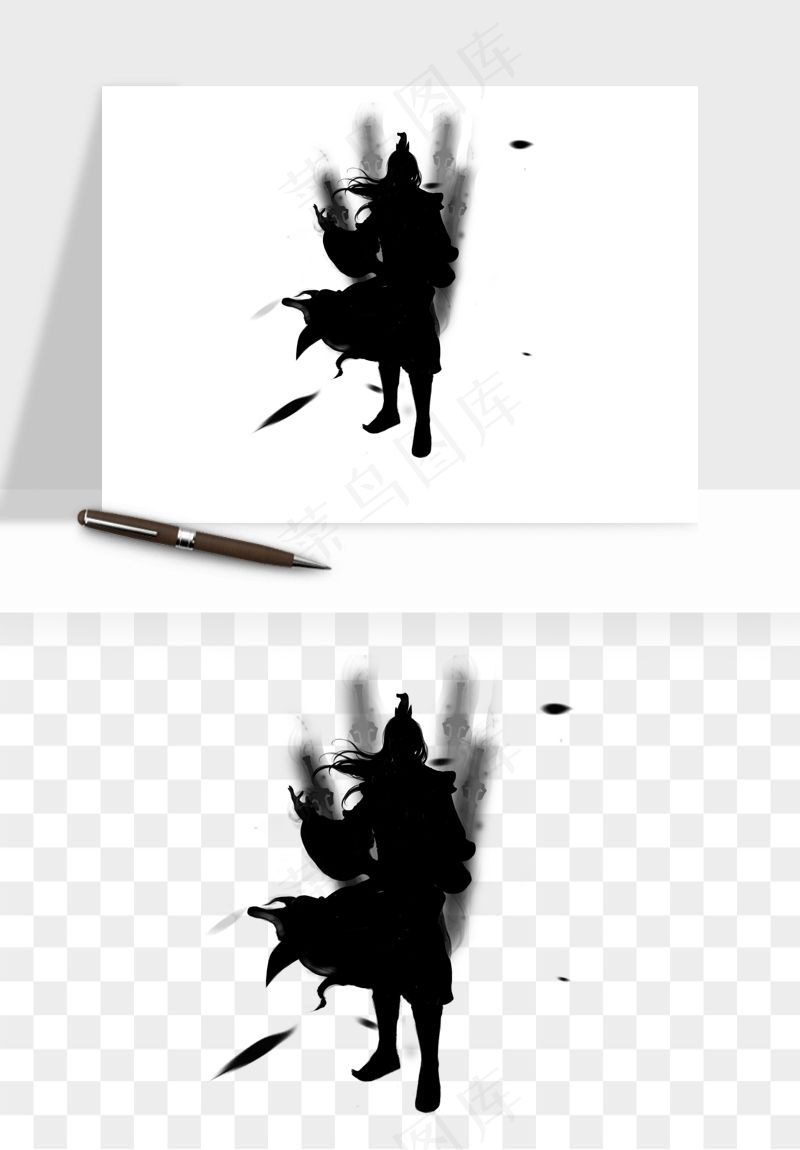 水墨江湖侠客武侠剪影png免抠