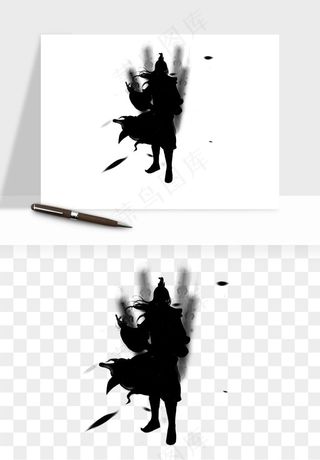 水墨江湖侠客武侠剪影png免抠