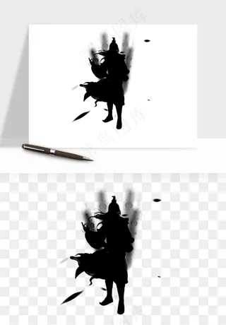 水墨江湖侠客武侠剪影png免抠