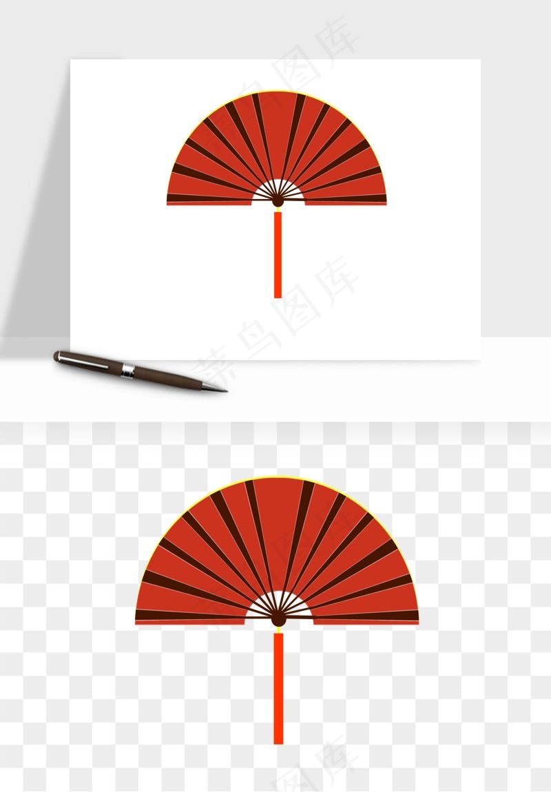 古风扇子元素png免抠