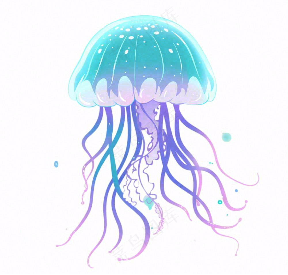 水母海洋动物卡通插画免抠