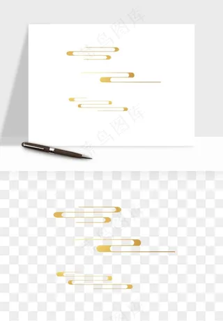 国潮线条祥云装饰png免抠