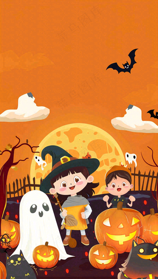 万圣节南瓜灯捣蛋恐怖背景