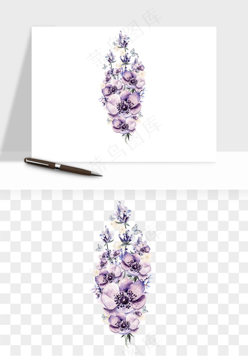 水彩复古花卉png免抠