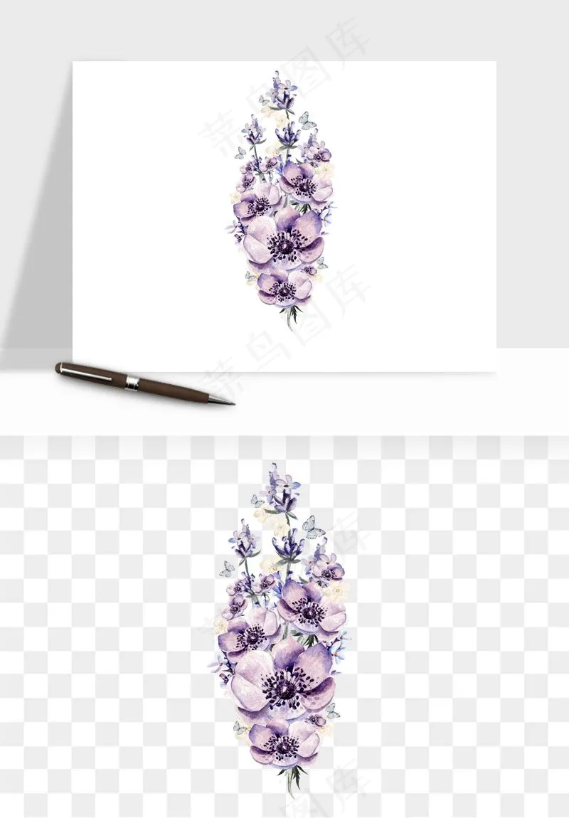 水彩复古花卉png免抠