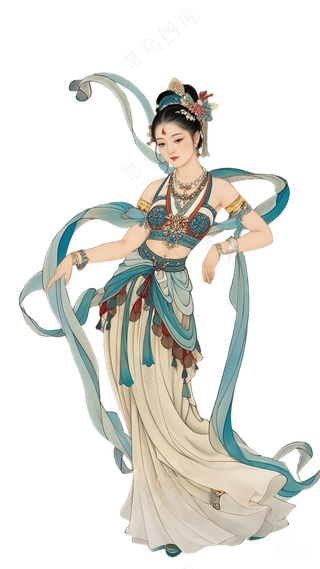 免抠中国风工笔画舞蹈人物