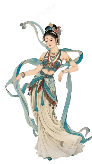免抠中国风工笔画舞蹈人物