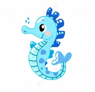 海马海洋动物卡通插画免抠