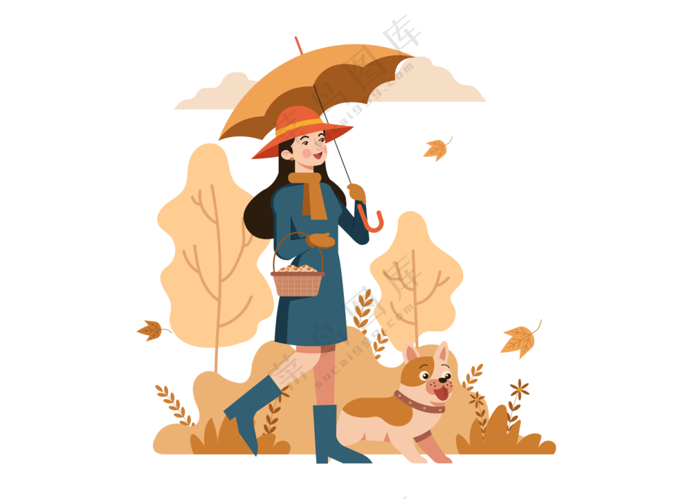 秋天户外活动插画 (3)
